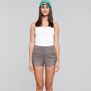 Scalloped Suede Shorts